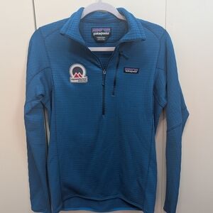 Patagonia R1 Pullover Sweater Mens Medium Blue Grid Fleece Moondance Adventures